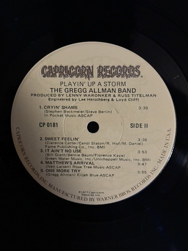 The Gregg Allman Band 33 Rpm vinyl Capricorn Records Playin’ Up A Storm CP 0181 - Imagen 12 de 12