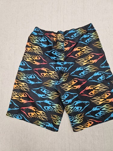 Op Swim Trunks Boys Large 14-16 Black With Sharks - Picture 2 of 4