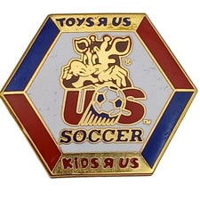 Vintage 1994 Toys R Us Kids R Us Soccer Lapel Pin Hexagon Shape Gold Plated #M6