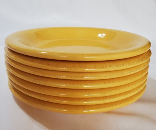 Canterbury Potteries, platos de ensalada/pan amarillo pintado a mano de 8", juego de 7