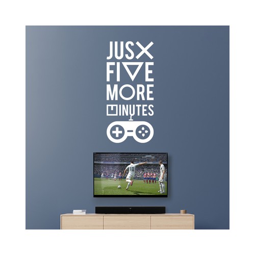 Just Five More Minutes Gamers Quote Wall Sticker Man Cave Room Home Art Vinyl L - Picture 40 of 161