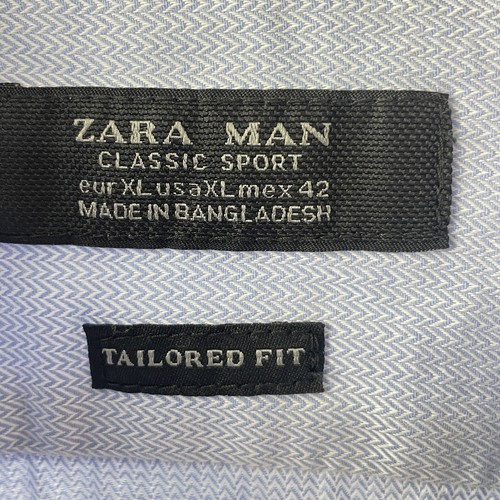 Zara Man Long Sleeve Shirt Men Size XLarge Blue Button Down Casual Dress - Picture 4 of 9
