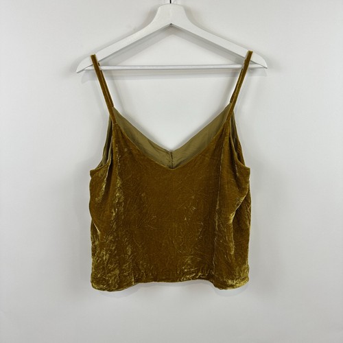 Cami de terciopelo con botones Madewell para mujer talla 14 vintage dorado seda viscosa G7437 - Imagen 4 de 11