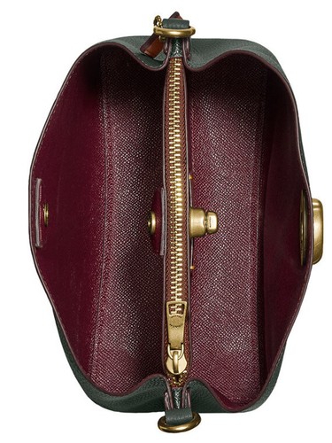 ❤️ Coach Willow Small Amazon Green/brass Bucket Bag In Colorblock Leather - Picture 3 of 6