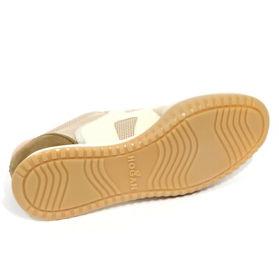 G4792 sneaker donna HOGAN OLYMPIA-Z beige/green/pink suede/fabric