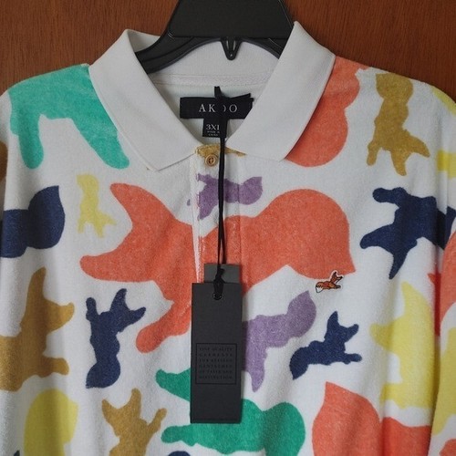Camisa polo Akoo Terry Blend All Over Logo para hombre talla 3XL. ¡Nuevo con etiquetas! - Imagen 5 de 5