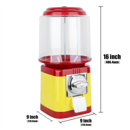 16" Kids Gumball Machine Coin Operated Bank Yellow Bubble Gum Candy Dispenser - Picture 4 of 10