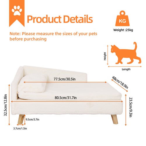 Sofá cama elevado para mascotas perros gatos con cojín silla asiento y almohada impermeable - Imagen 19 de 20