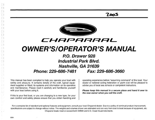 1980-2010 Chaparral Boats OWNER'S MANUALS Parts Lists Instructions - Picture 84 of 244