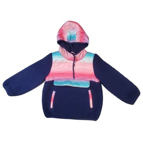 1 Madison Fleece Hoodie Girls Size 5 Pink and Blue Color-Block Pullover - Picture 1 of 9
