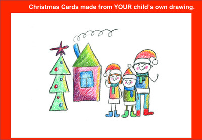 Personalised Handmade Christmas Cards - child's own drawing/design