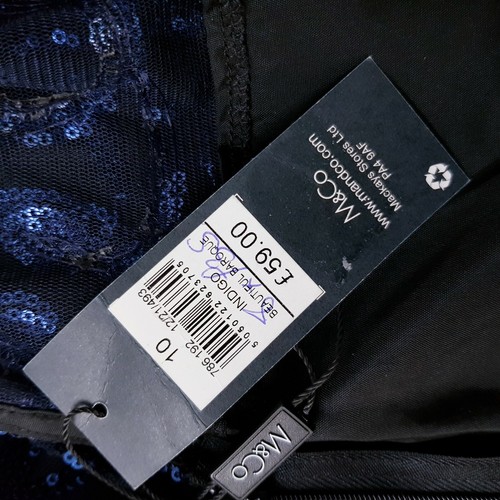 Vestido M&Co Azul Marino Lentejuelas Adornado Ocasión/Fiesta Talla 10 Boda Fiesta Nuevo con Etiquetas - Imagen 8 de 11