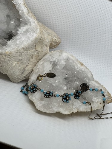 LizPalacios 18" Bronzefarbene Halskette Türkis & Kristall Blumen Topas Mitte - Bild 2 von 10