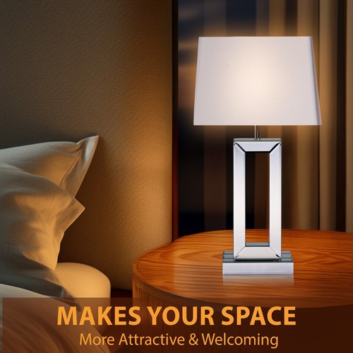 Mirrored Table Lamp Shade Crushed Diamond Crystal Shaped Crystal Sparkly Mirror - Picture 14 of 16