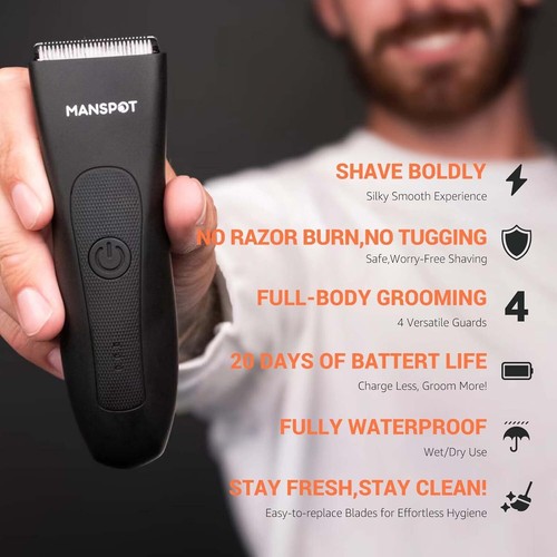 Recortadora de pelo para ingle y cuerpo Manscape azul aireado MANSPOT Manscape para hombre, bola eléctrica - Imagen 2 de 5