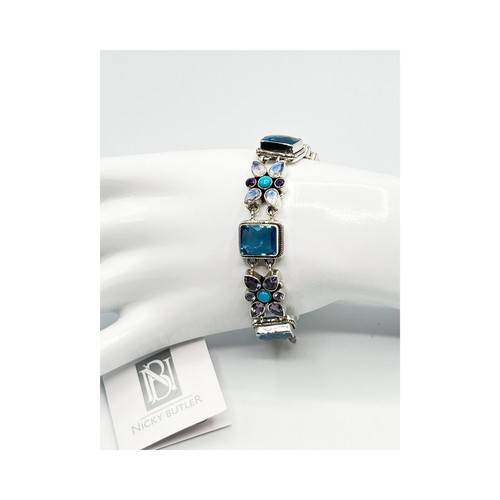 Nicky Butler 925 Sterling Blue Quartz Moonstone Amethyst Toggle Bracelet NEW NB - Picture 2 of 18