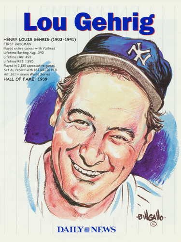 Lou Gehrig Yankees Legends Photo 2004 Bill Gallo Caricature Set Jeter Book - Picture 2 of 24