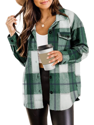 Flannel Shirts for Women Plaid Jackets Long Sleeve Shackets Womens Button down C - Picture 11 of 12