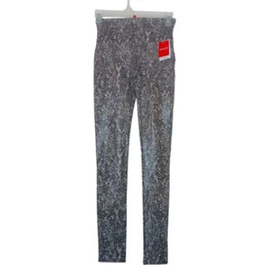Spanx Faux Leather Snake Shine Leggings 20324R Grey Snake Medium