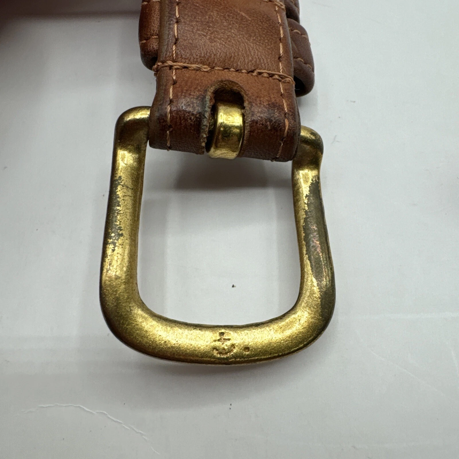 Coach Cintura Pelle Uomo 36 Marrone Ottone Fibbia Guanto Conciato #6611 Designer