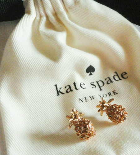 Kate Spade Pineapple Grove Gold Plate Stud Earrings Faceted Glass + Dust Bag - Picture 2 of 9