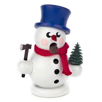 Mini Wooden Snowman Snowball Sled Made In Germany Incense Burner Smoker