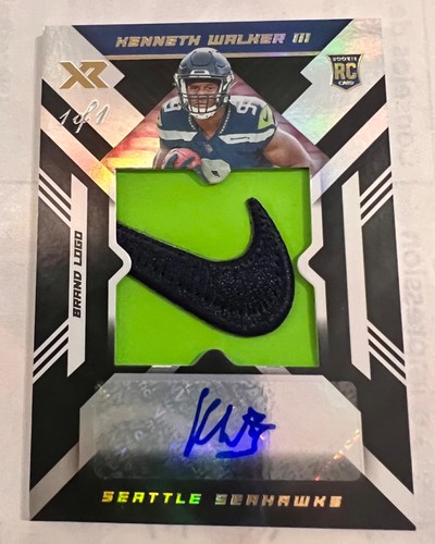 2022 Panini XR Kenneth Walker III Nike Swoosh Jersey Brand Logo Auto 1/1 - Bild 1 von 2