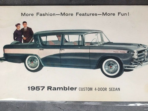 Rambler 1957 personalizado sedán de 4 puertas publicidad postal vintage sin usar - Imagen 4 de 7
