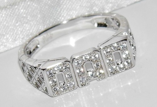 Sterling Silver 925 Stone Set DAD Ring size P to Z+1 Gent's Men's Fathers Day - Picture 5 of 8