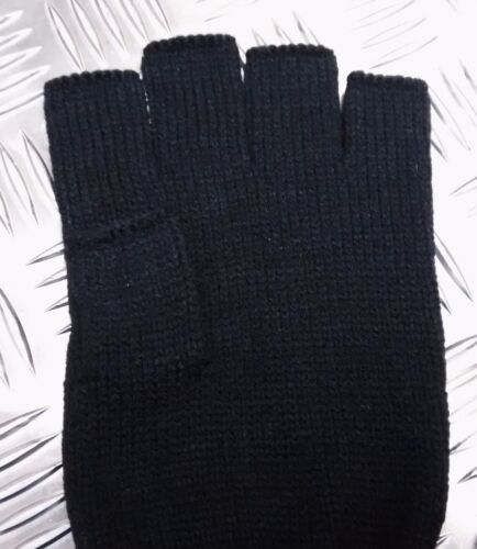 Calidad Acrílico Negro Mitones / Guantes Punto Puños - Nuevo - Imagen 3 de 5