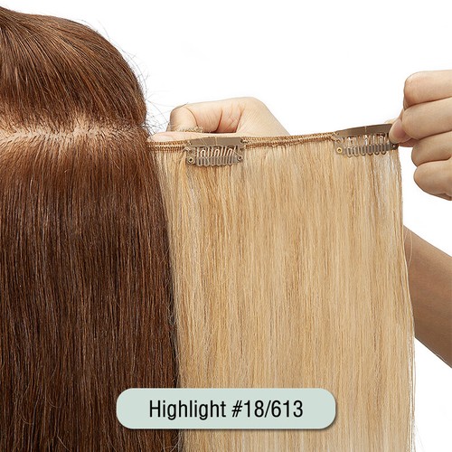 Clip in 100% extensioni capelli umani reali indiano russo Remy 8 pz trame testa intera - Foto 18 di 64