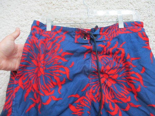 Nautica Board Shorts Medium Adult Blue Red Floral Pockets Swim Trunks Mens M - Picture 2 of 9