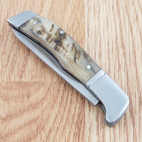 Browning Joint Venture Folding Knife 2.5" 8Cr13MoV Steel Blade Ram's Horn Handle - Picture 9 of 12