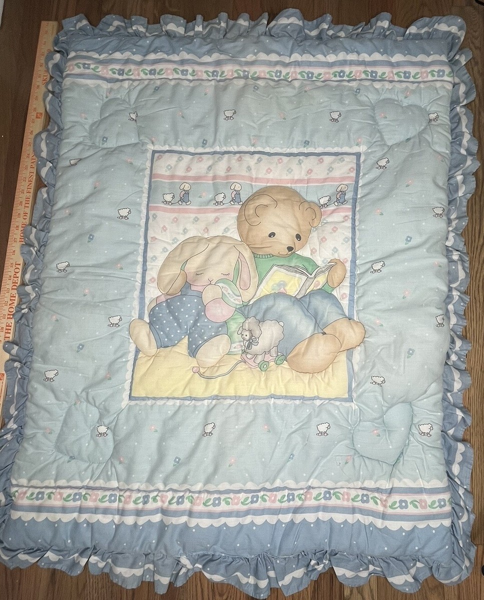 Vtg Red Calliope Baby Bunny Rabbit, Bear Lamb Sheep Comforter Little  Bedding