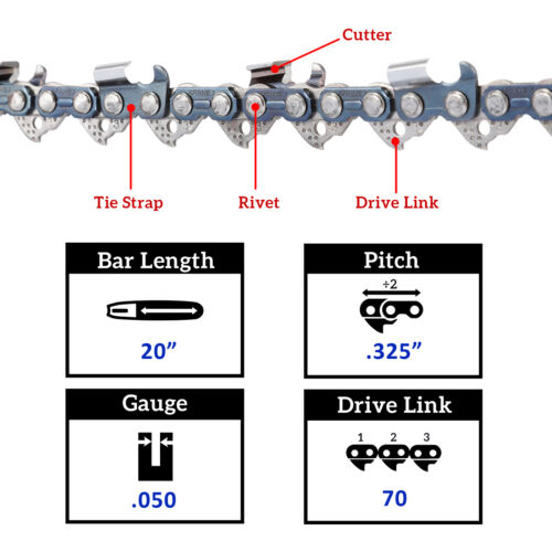 12" 14" 16" 18" 20" 22" 24"inch Chainsaw Chain Blade 325".050" 043" 3/8"LP .058" - Picture 22 of 24