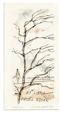 JIRI MADLO: Exlibris für Pavel Novak, weiblicher Akt, Strand Schiff, 1979