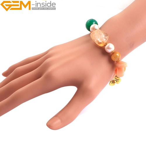 Amethyst & Jade Beaded Bangle Bracelet 7" Freeform Rondelle Disc Beads Jewellery - Picture 46 of 46