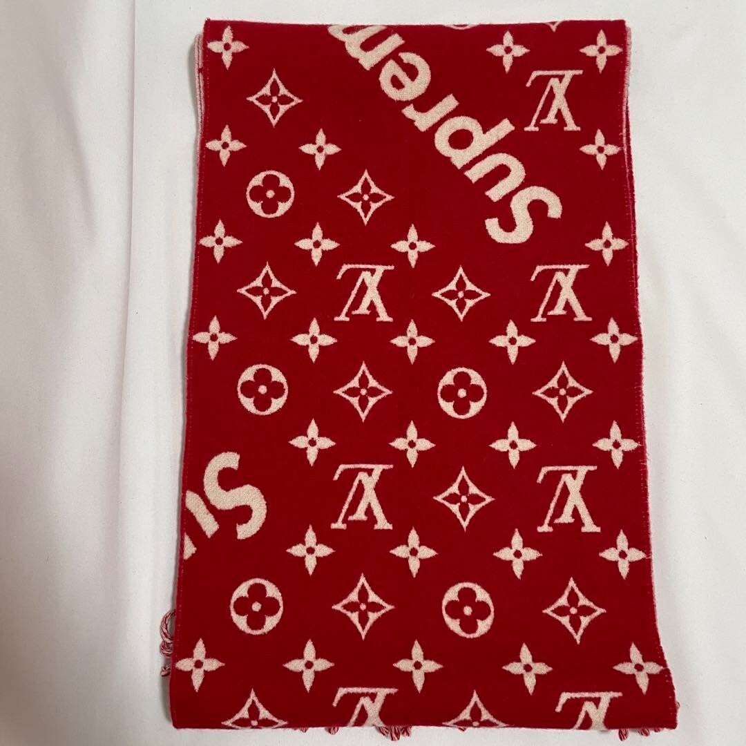 Louis Vuitton Supreme Collaboration Scarf Monogram Logo Cashmere Wool image 2