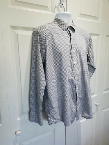Camisa Tallia Hombre Talla 16.5 L Botón Frontal Manga Larga Algodón Negro Blanco 🔳 - Imagen 9 de 12
