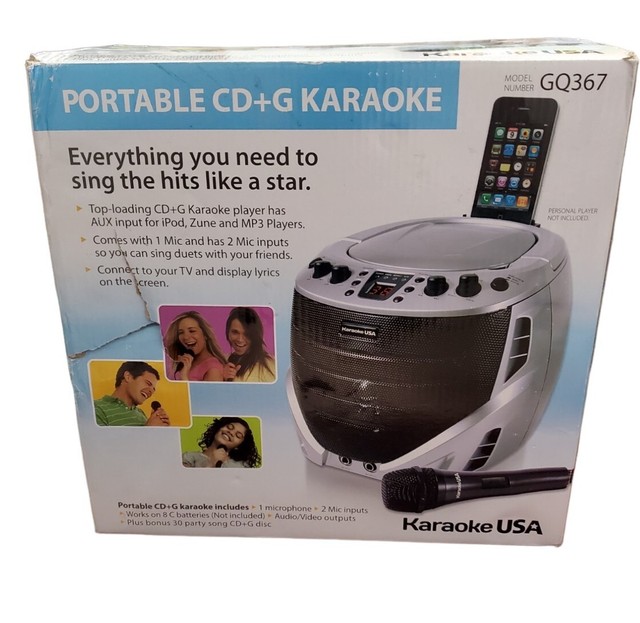 Karaoke USA Portable CD+G Karaoke GQ367 With Microphone And 30 Bonus Party Songs RK9784 Karaoke USA Portable CD+G Karaoke GQ367 With Microphone And 30 Bonus Party Songs RK9784