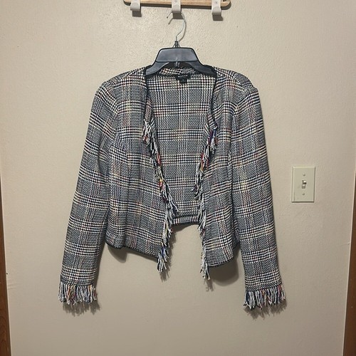 WORTH New York Fringe Tweed Multicolor Blazer Size 14
