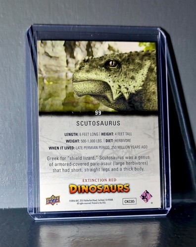 2015 Upper Deck Dinosaurs Scutosaurus Extinction Red Parallel #99 Card - Picture 2 of 2