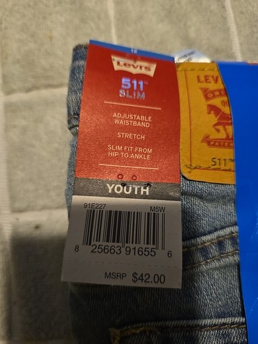New Levi's 511 Boys Denim Jeans 12 Regular Adjust Waist 26 x 27 Pants Stretch - Picture 3 of 3