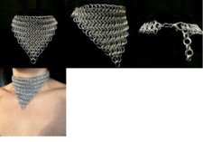 CHAIN MAIL CHOKER NECKLACE, NEW ALUMINIUM BUTTED RINGS NECKLACE