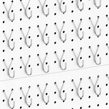 HUHOLE Pegboard Hooks, J-Hook, 1 Inch Silver Pegs 40 Pack, Ideal Display Hooks f