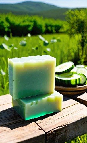 Cucumber Handmade Organic Soap Bar Natural Oil Wonderful Scent Premium Body - Picture 4 of 11