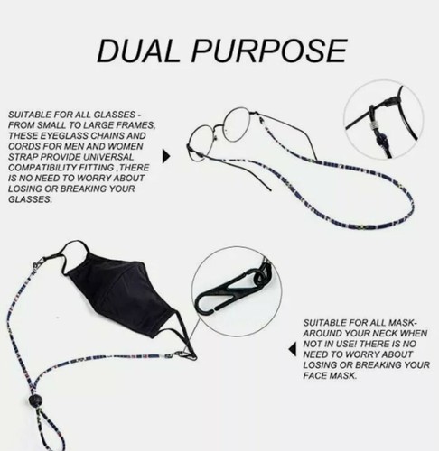 Multifunction Mask Glasses Lanyard Unisex Mask Strap, Anti-lost Mask Leash (5PK) - Picture 3 of 6