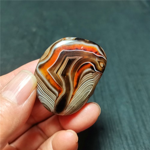 TOP 39.4G Natürliche Polierte Seide Banded Spitze Achat Kristall Madagaskar W133 - Bild 11 von 13