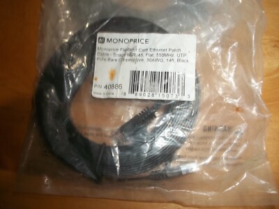 Lot of 2- MONOPRICE Flexboot Cat6 Eth. Patch Cable, 14' Black -Bare Copper Wire