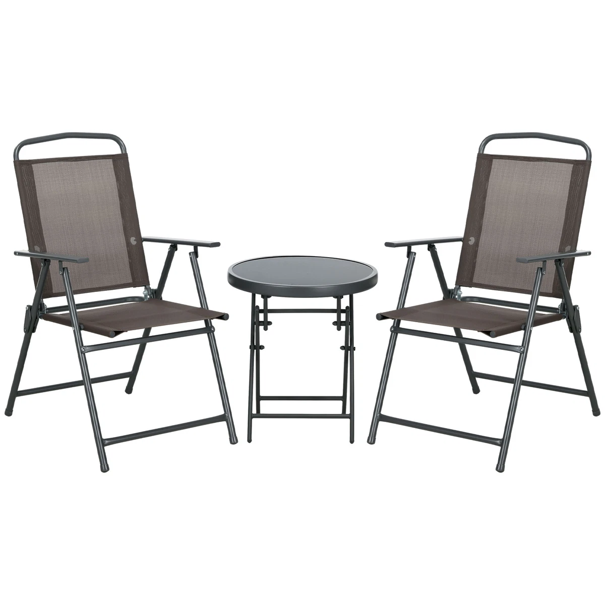 Outsunny Patio Bistro Set Folding Chairs Coffee Table for